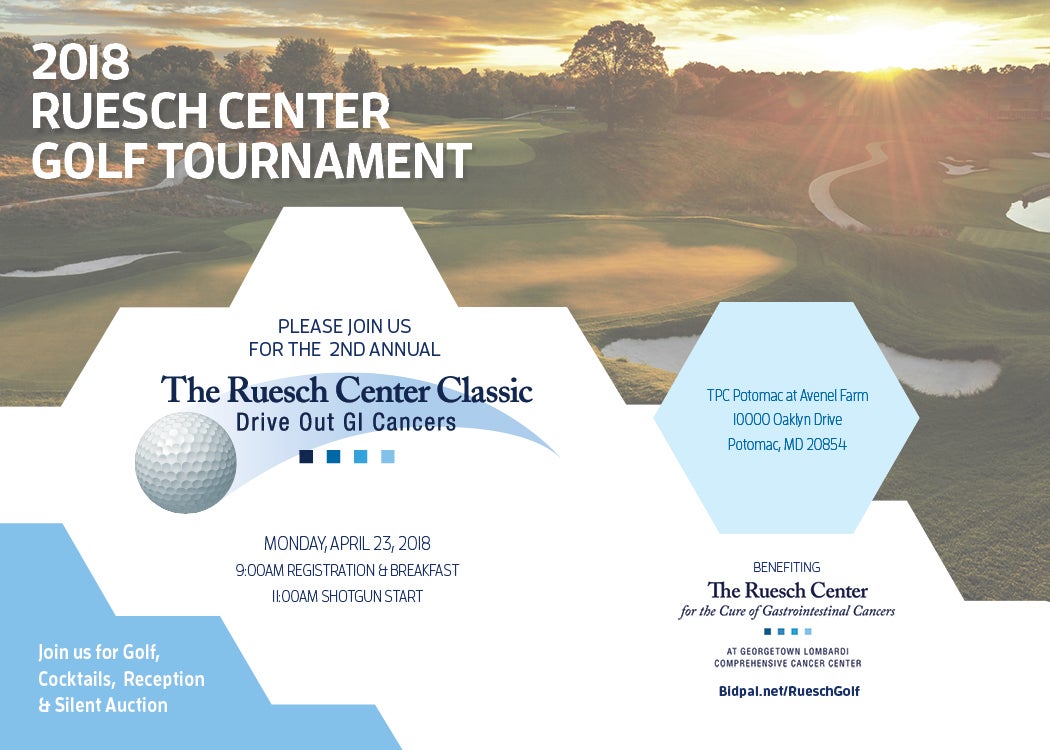 2018 Ruesch golf tournament postcard with information