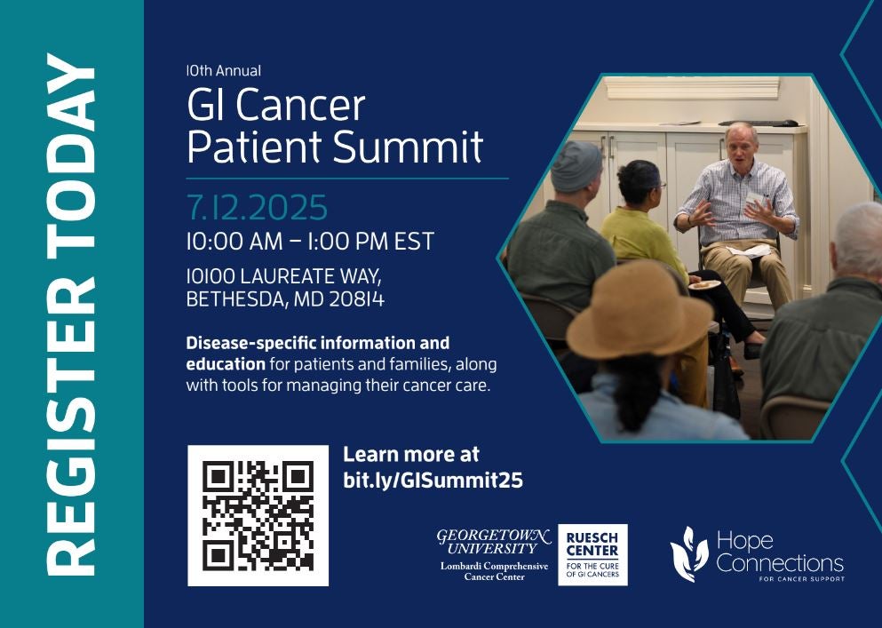 Postcard advertising 2025 Ruesch GI Cancer Patient Summit